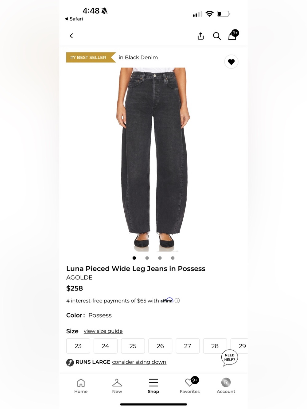 AGOLDE Luna Pieced Wide Leg Jeans in Possess